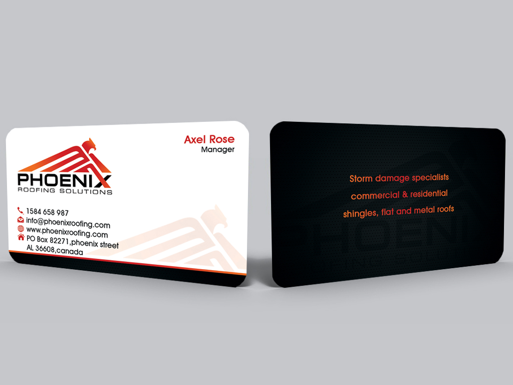 Business Card Design by Hardcore Design for Phoenix Roofing Solutions | Design #3675948