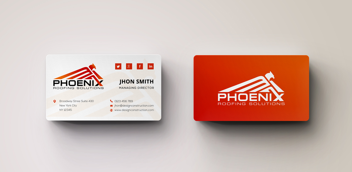 Business Card Design by stoodio.id for Phoenix Roofing Solutions | Design #3663988