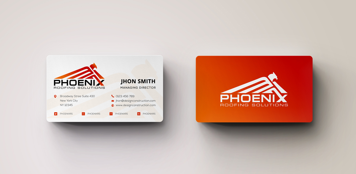 Business Card Design by stoodio.id for Phoenix Roofing Solutions | Design #3664044