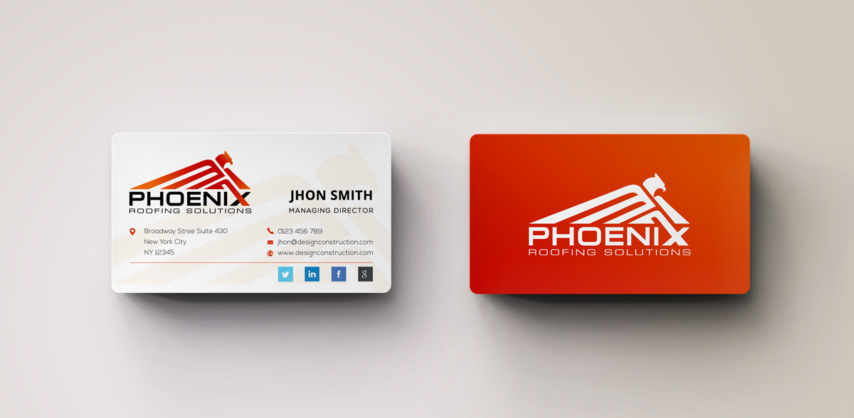 Business Card Design by stoodio.id for Phoenix Roofing Solutions | Design #3684739
