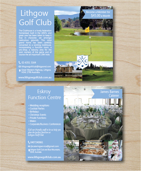 Postcard Design by alex989 for Lithgow Golf Club | Design #3666232