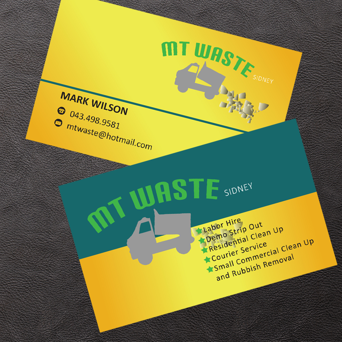 Design de Carte de Visite par Venus L. Penaflor pour mt waste | Design #3661459