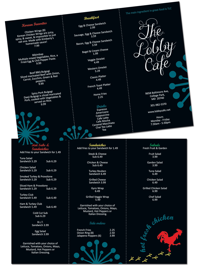 Diseño de Menú por Sam para The Lobby Cafe | Diseño #3669896