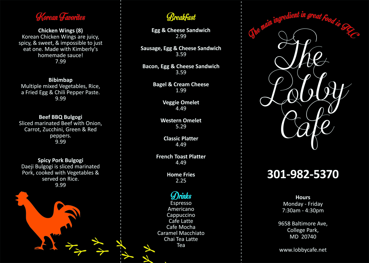 Diseño de Menú por Sam para The Lobby Cafe | Diseño #3673781