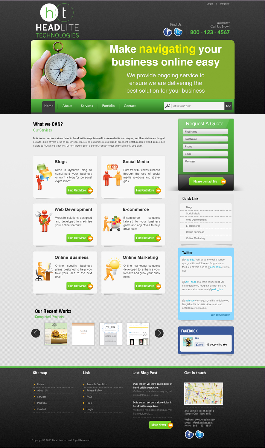 Diseño Web por AriefK para Headlite Technologies | Diseño #931641
