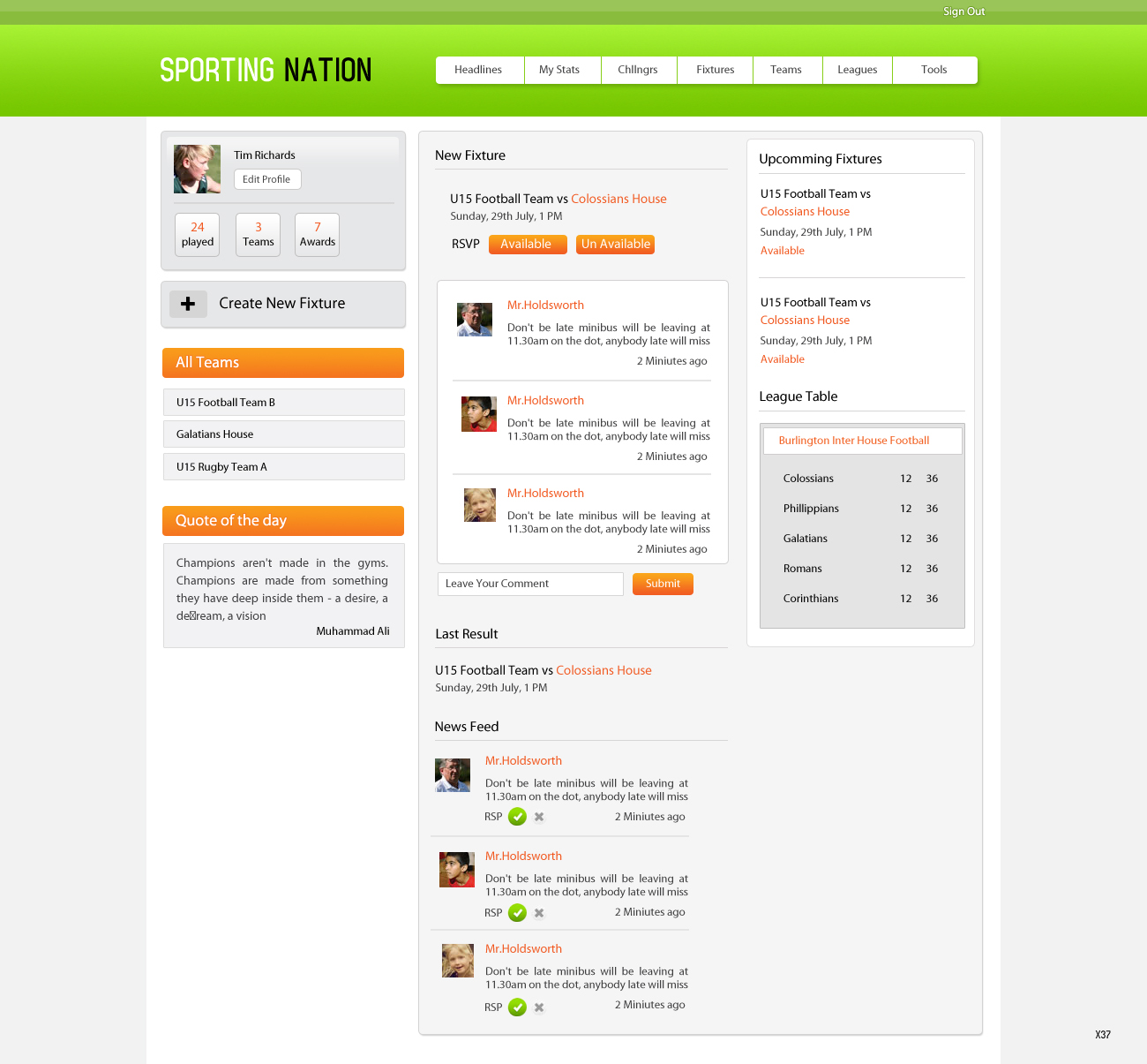 Web Design par pb pour Sporting Nation Ltd | Design #927323