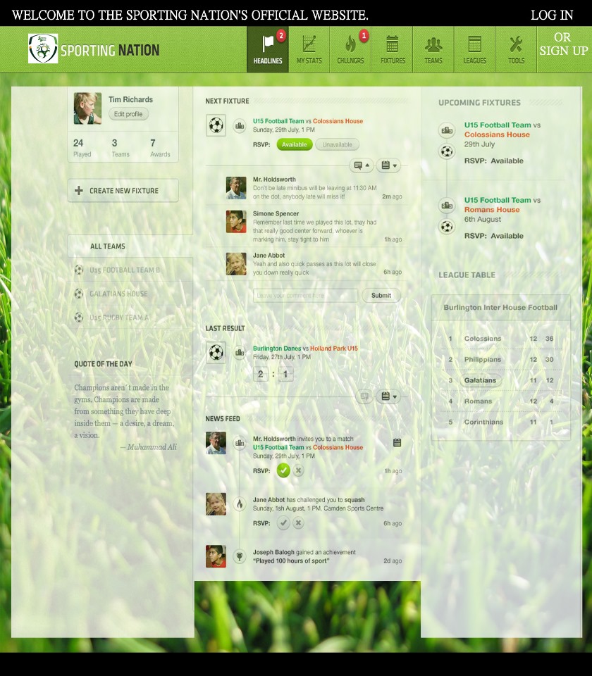 Web Design par Oxygen Creatives pour Sporting Nation Ltd | Design #929755