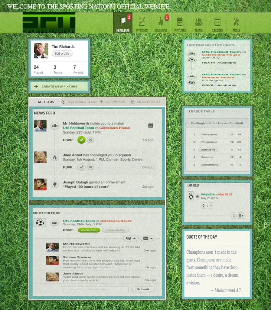 Web Design by Oxygen Creatives for Sporting Nation Ltd | Design #941850