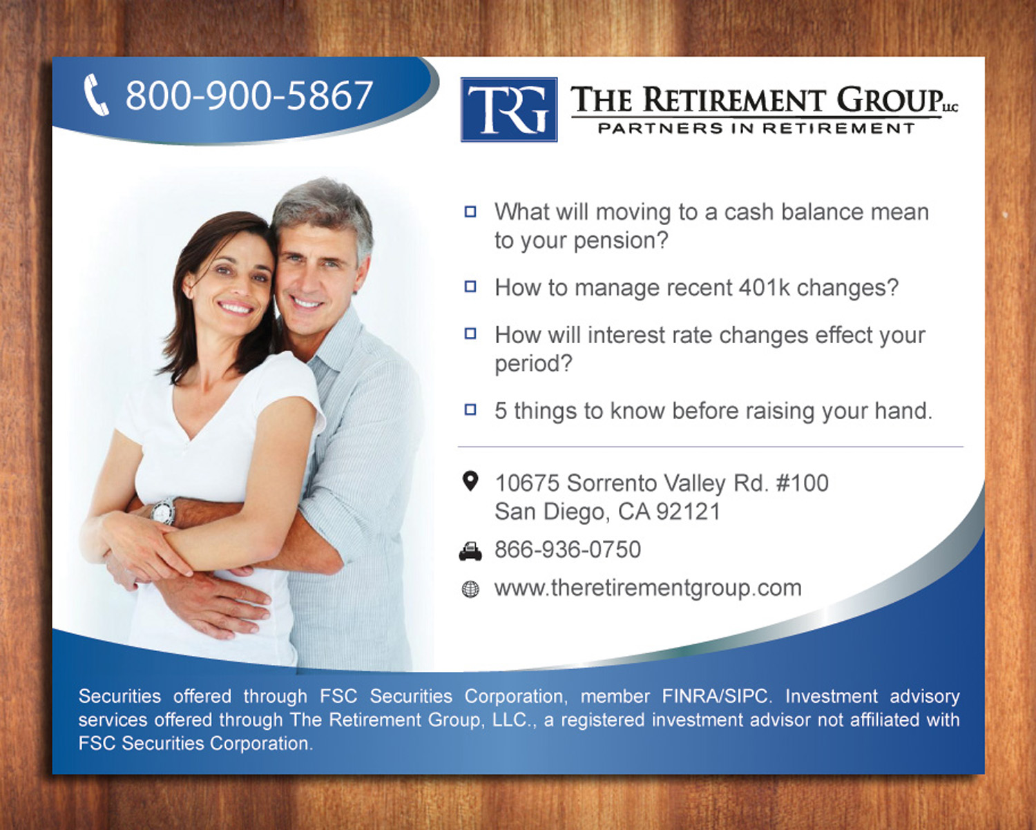 Postcard Design by Sbss for The Retirement Group | Design #3700233