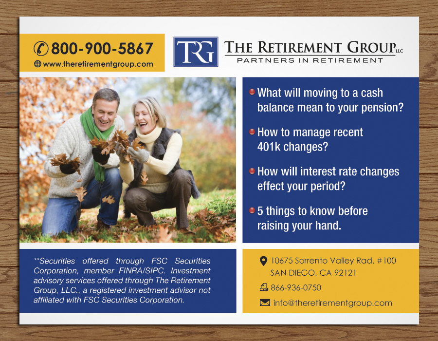 Postcard Design by Sbss for The Retirement Group | Design #3720063