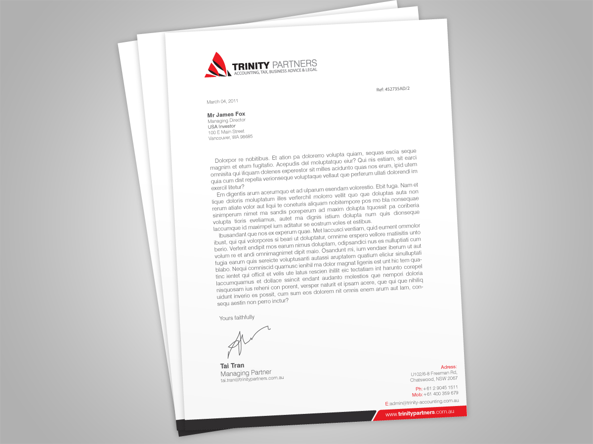 Stationery Design by Viktorijan for Trinity Partners Lawyers | Design #929354