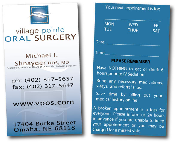 Business Card Design by Kings Bishop Design for Village Pointe Oral Surgery | Design #105543