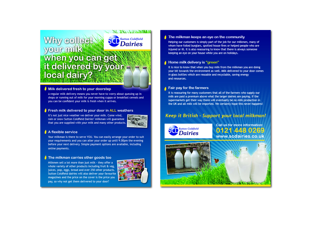 Flyer Design by esStudioUK for Sutton Coldfield Dairies | Design #946877