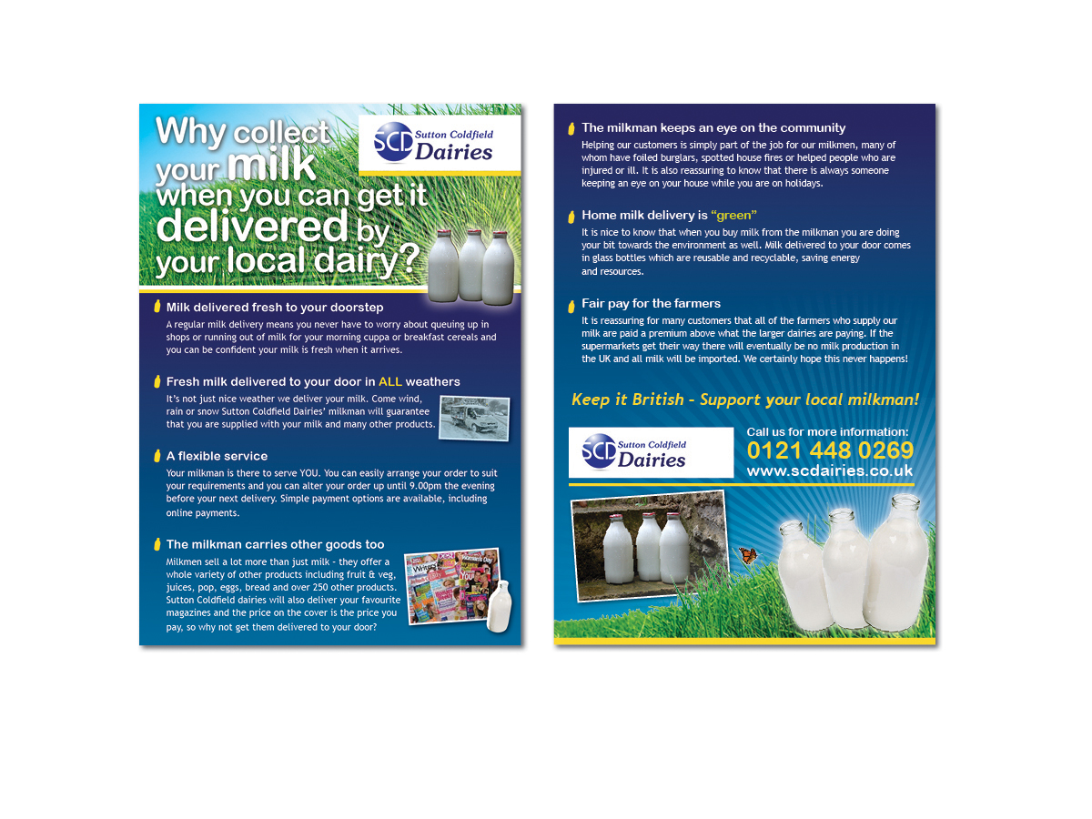 Flyer Design by esStudioUK for Sutton Coldfield Dairies | Design #946882