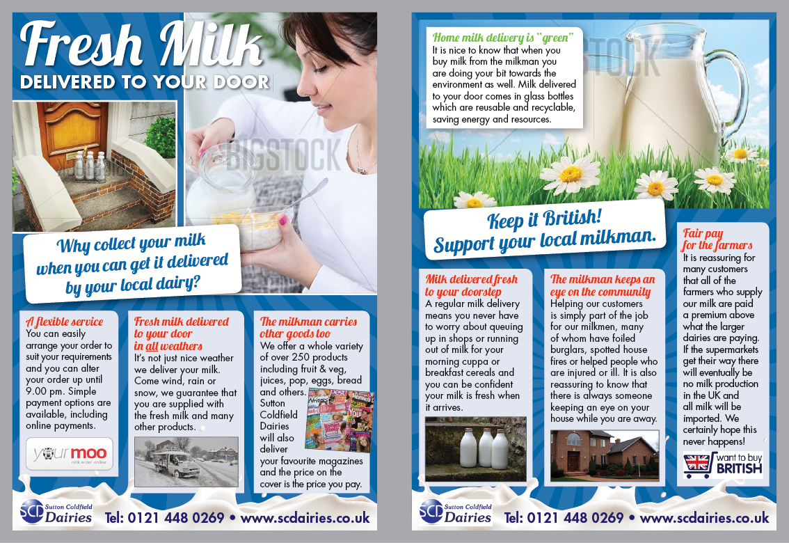 Flyer Design by Ekanite for Sutton Coldfield Dairies | Design #940345