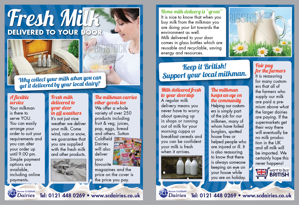 Flyer Design by Ekanite for Sutton Coldfield Dairies | Design #940822