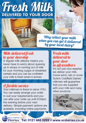 Flyer Design by Ekanite for Sutton Coldfield Dairies | Design: #940830