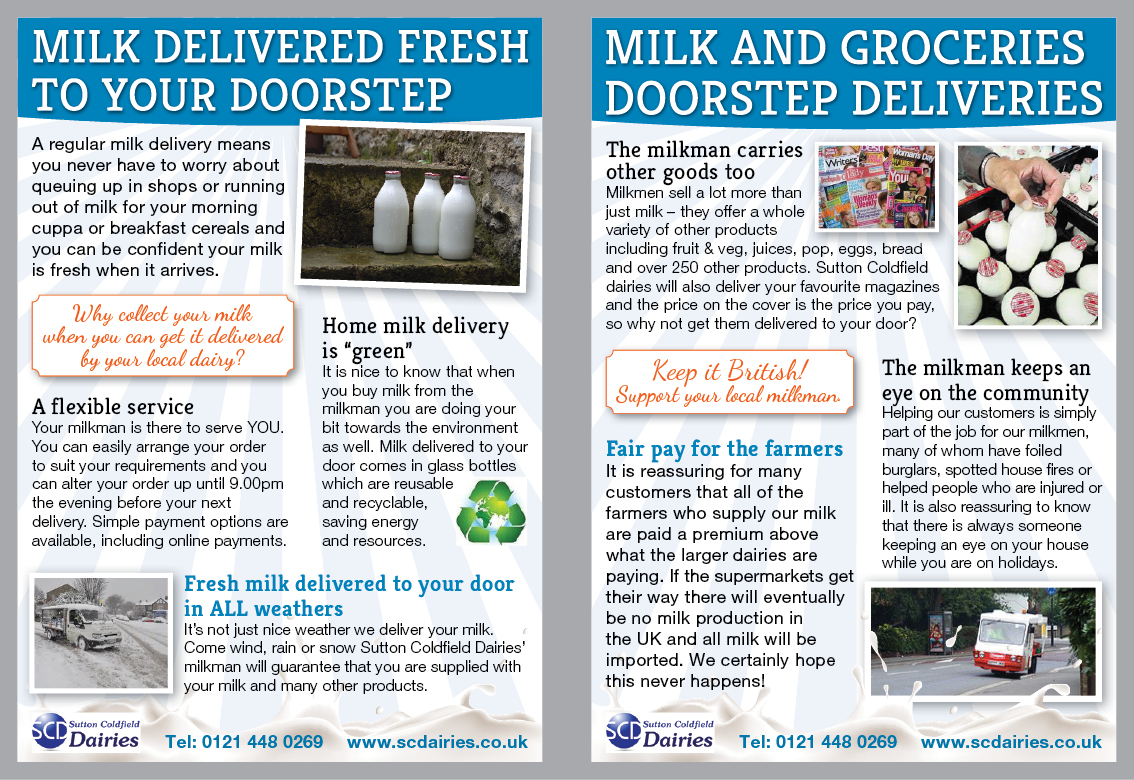 Flyer-Design von Ekanite für Sutton Coldfield Dairies | Design #942915