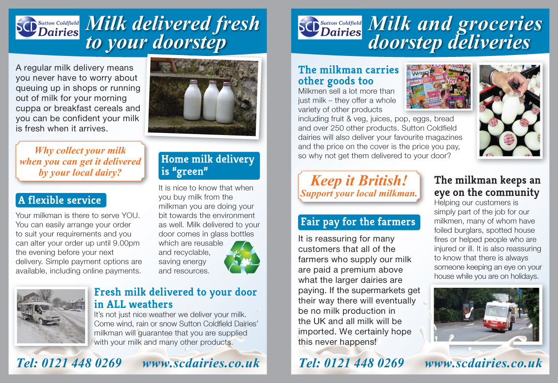 Flyer-Design von Ekanite für Sutton Coldfield Dairies | Design #947850