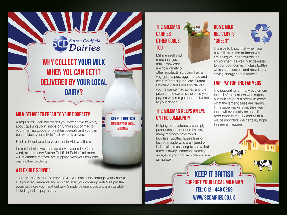 Flyer Design by Monsterish for Sutton Coldfield Dairies | Design #946955