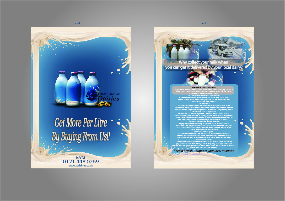 Flyer-Design von Zzivan design für Sutton Coldfield Dairies | Design #942740