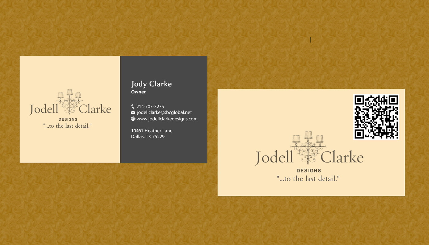 Visitenkarten-Design von Sbss für Jodell Clarke Designs | Design #956770