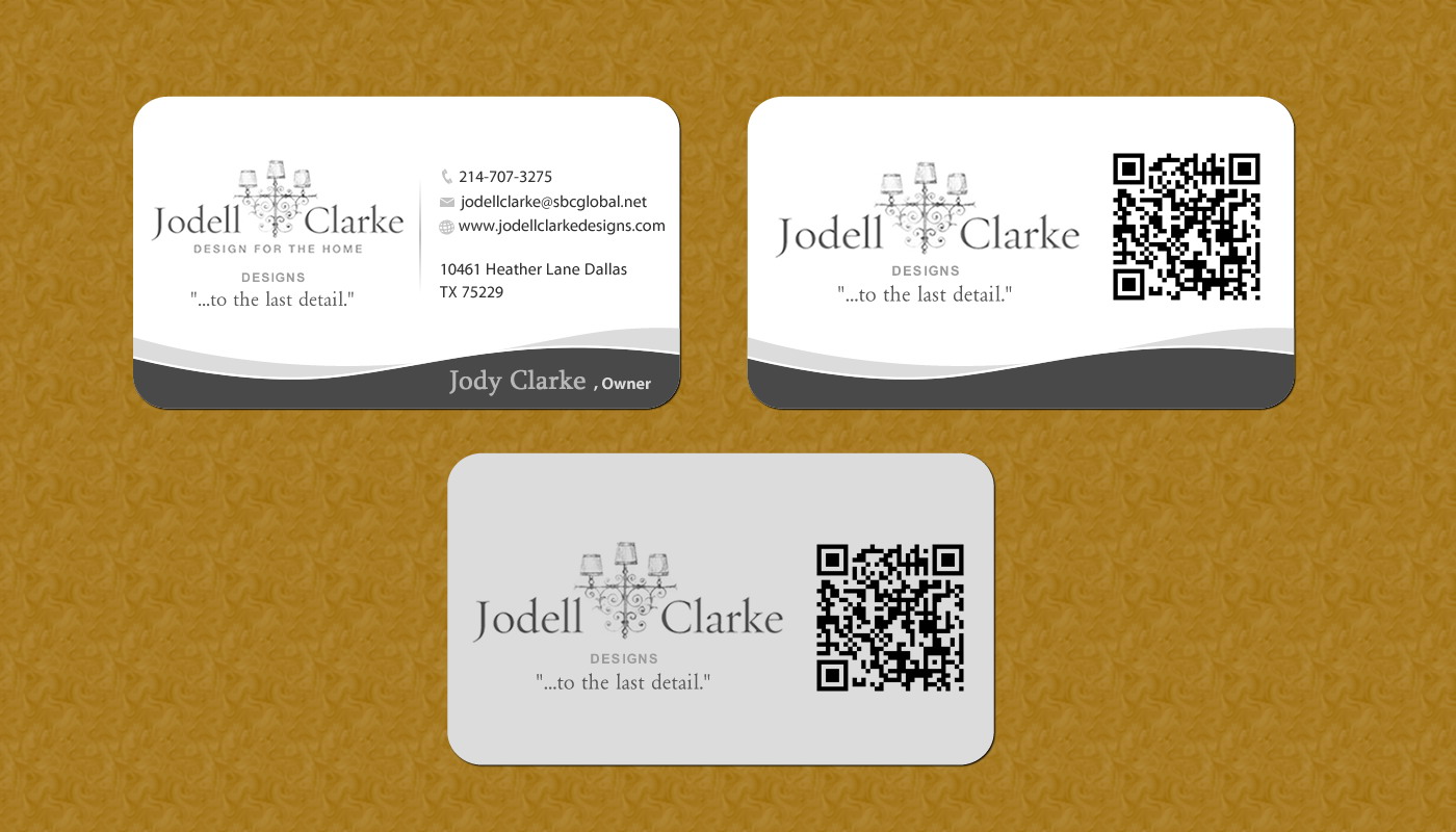 Visitenkarten-Design von Sbss für Jodell Clarke Designs | Design #956772