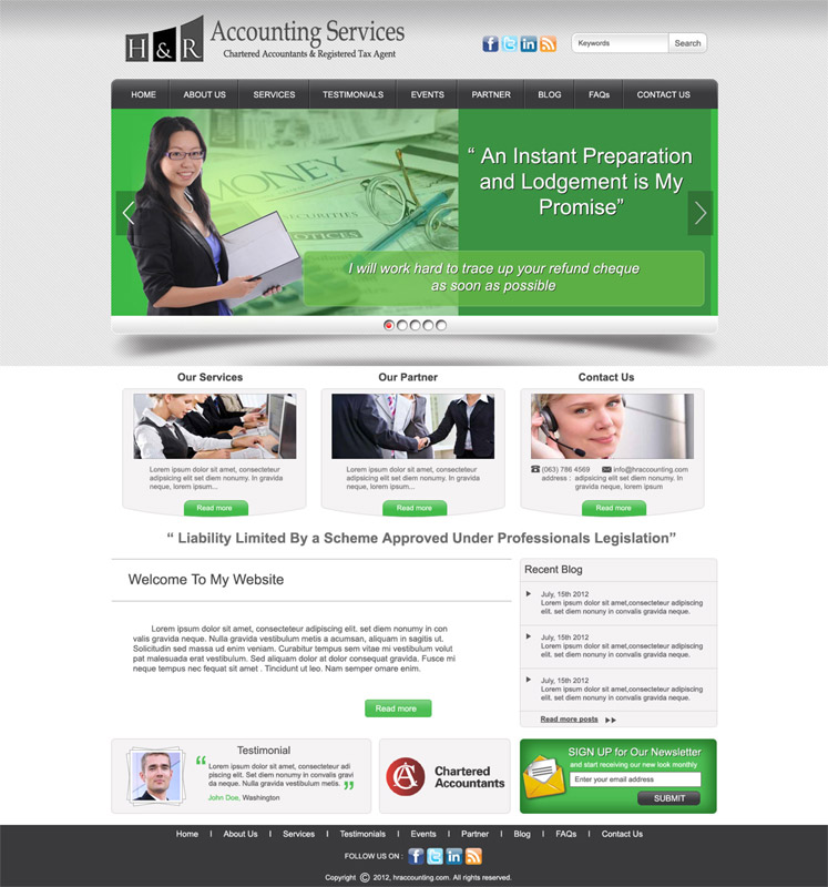 Web Design by DesignXyz for H & R ACCOUNTING SERVICES | Design #970698