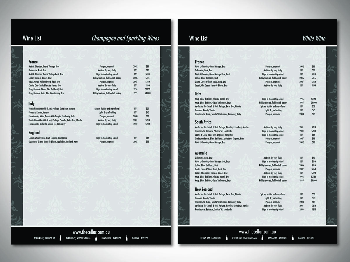 Menu Design by Alison for this project | Design #962565