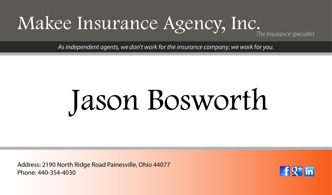 Diseño de Tarjeta de Presentación por EddtP para Makee Insurance Agency, inc | Diseño #3691580