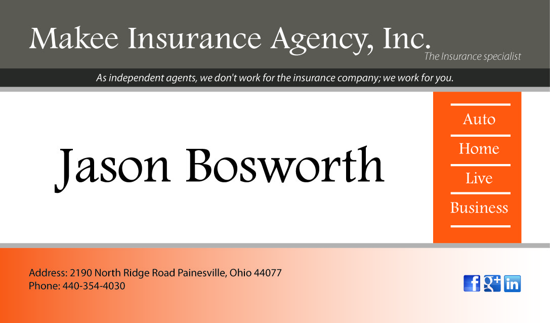 Diseño de Tarjeta de Presentación por EddtP para Makee Insurance Agency, inc | Diseño #3691589