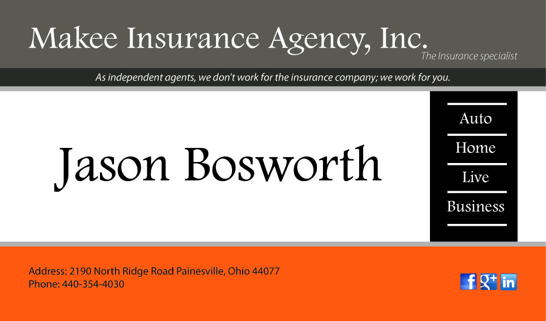 Diseño de Tarjeta de Presentación por EddtP para Makee Insurance Agency, inc | Diseño #3691591