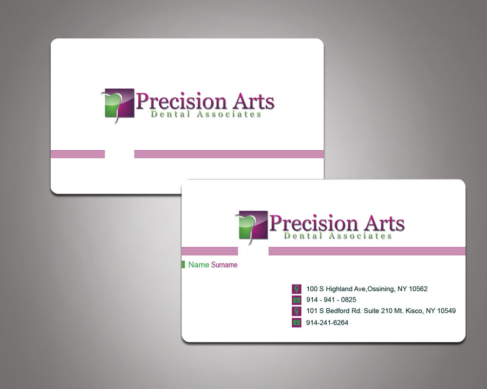 Visitenkarten-Design von vishvakarmain für Precision Arts Dental Associates | Design #3712958