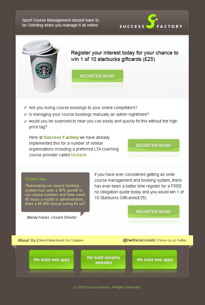 Diseño de Newsletter por harry boo para Success Factory | Diseño #119767