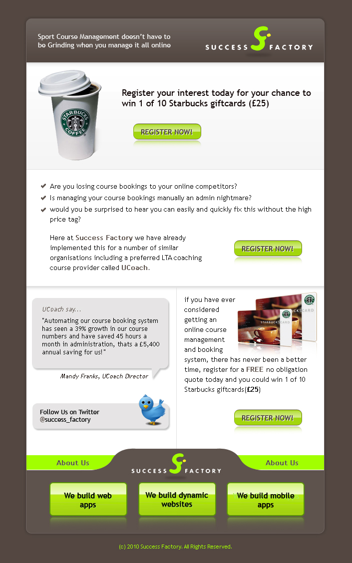 Diseño de Newsletter por harry boo para Success Factory | Diseño #125531