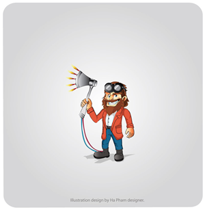 Man with gas axe Illustration 