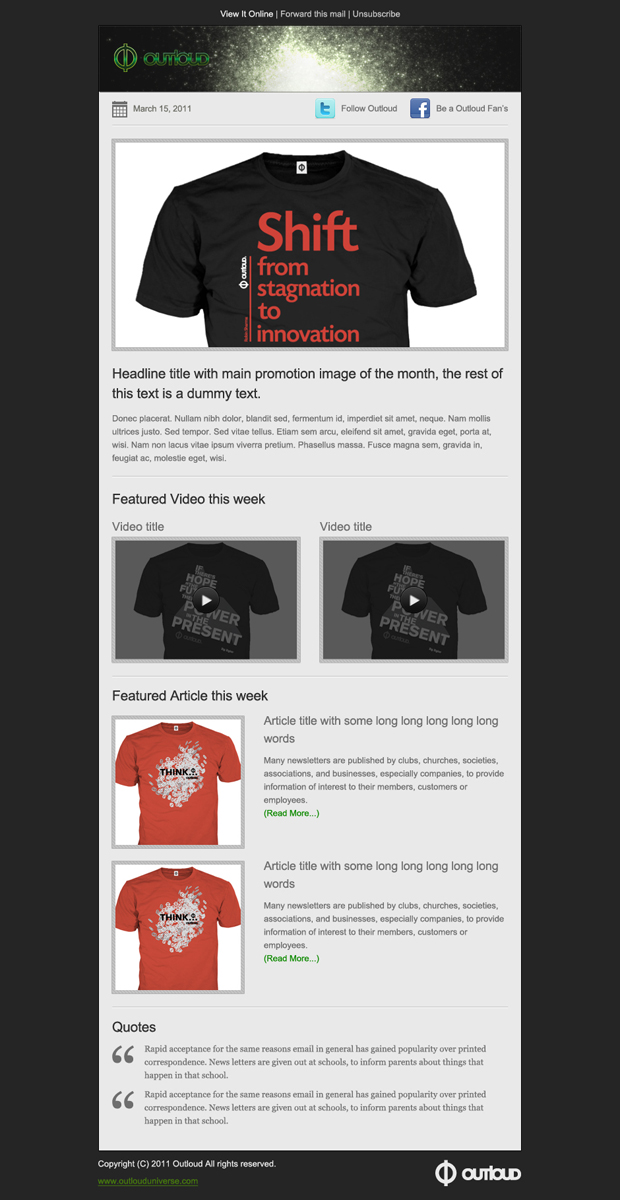 Diseño de Newsletter por slapBackChewLater para Outloud | Diseño #224111