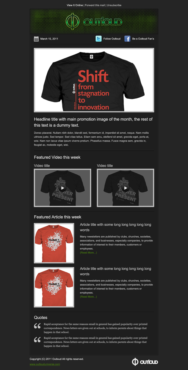 Design de Newsletter par slapBackChewLater pour Outloud | Design #224741