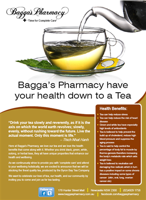 Diseño de Flyer por rkailas para Baggas Pharmacy Newcastle | Diseño: #1006248