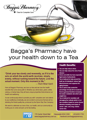 Diseño de Flyer por rkailas para Baggas Pharmacy Newcastle | Diseño: #1006251