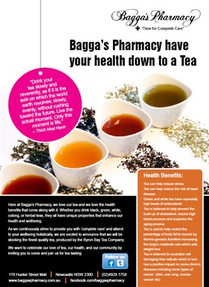 Diseño de Flyer por rkailas para Baggas Pharmacy Newcastle | Diseño: #974082