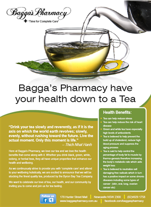 Diseño de Flyer por rkailas para Baggas Pharmacy Newcastle | Diseño: #974084