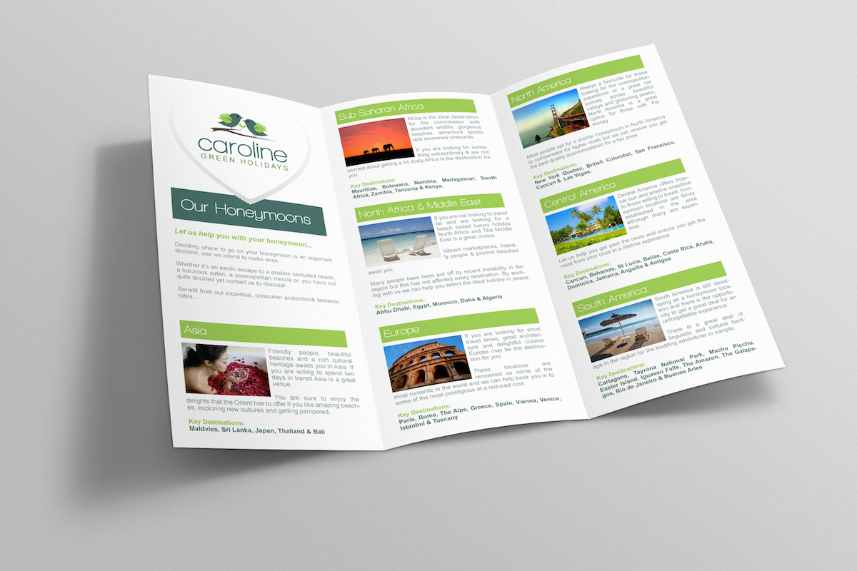 Brochure Design by distantbells for Caroline Green Holidays Ltd. | Design #3700969