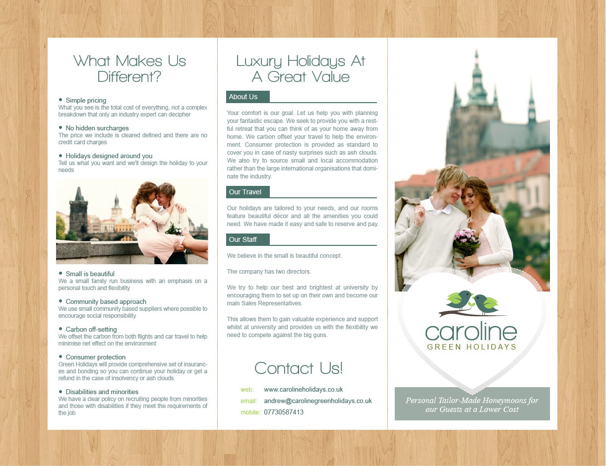 Design de Brochure par distantbells pour Caroline Green Holidays Ltd. | Design #3701067
