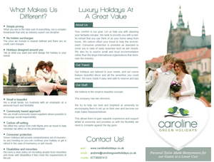 Design de Brochure par distantbells pour Caroline Green Holidays Ltd. | Design : #3702572