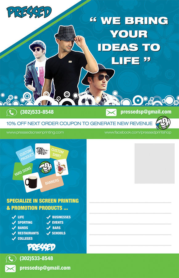 Postcard Design by Bright Star for Pressed Print Shop | Design #3702322