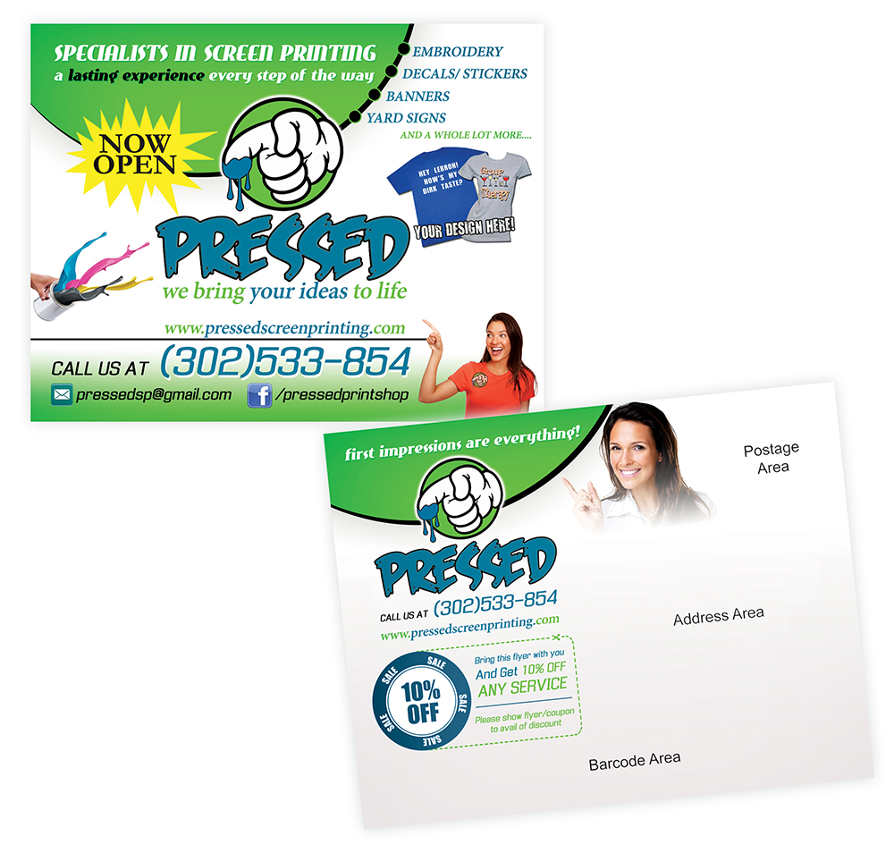 Postcard Design by creationz2011 for Pressed Print Shop | Design #3713507