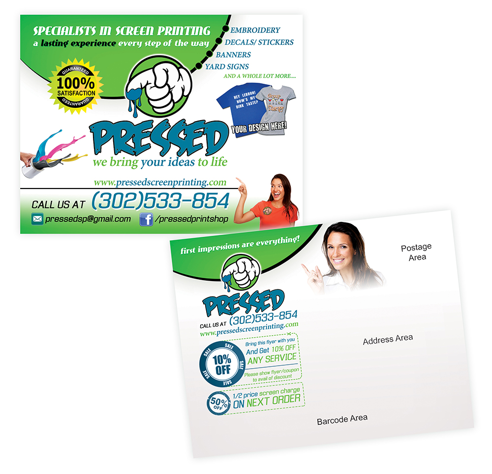 Postcard Design by creationz2011 for Pressed Print Shop | Design #3714389