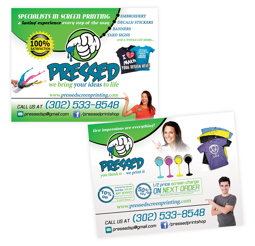 Postcard Design by creationz2011 for Pressed Print Shop | Design #3871489