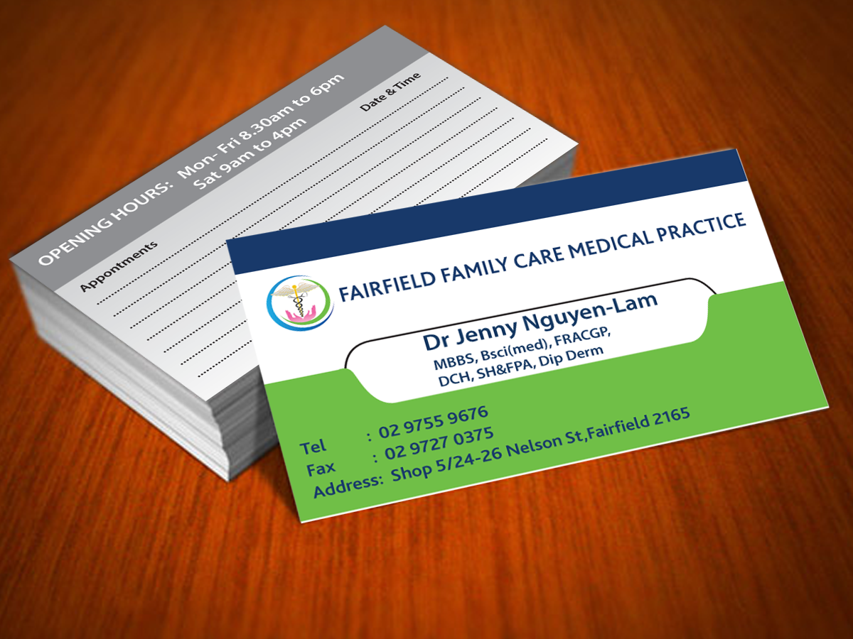Visitenkarten-Design von cn graphic für Fairfield Family Care medical practice | Design #3690833